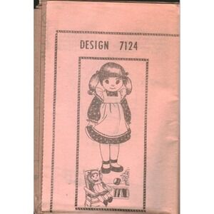 Vintage Design 7124 Stuffed Doll and Clothes Sewing Pattern Mail Order